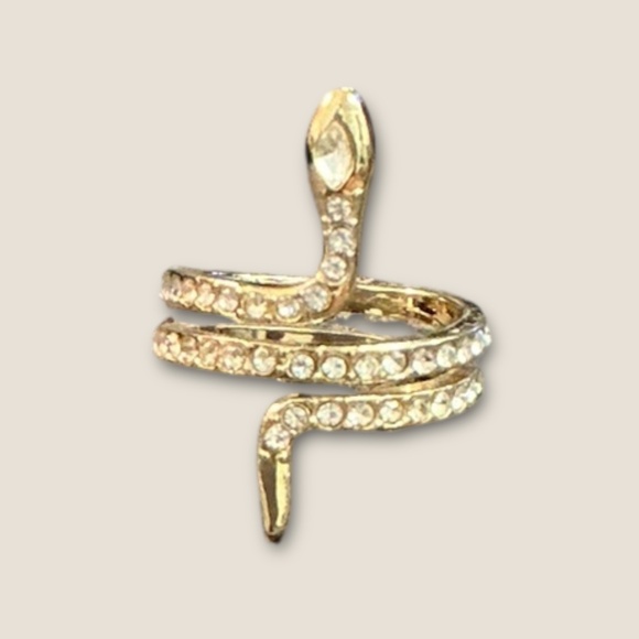 Rachel Roy Gold Tone Crystal Wrapped Snake Ring - Picture 1 of 3